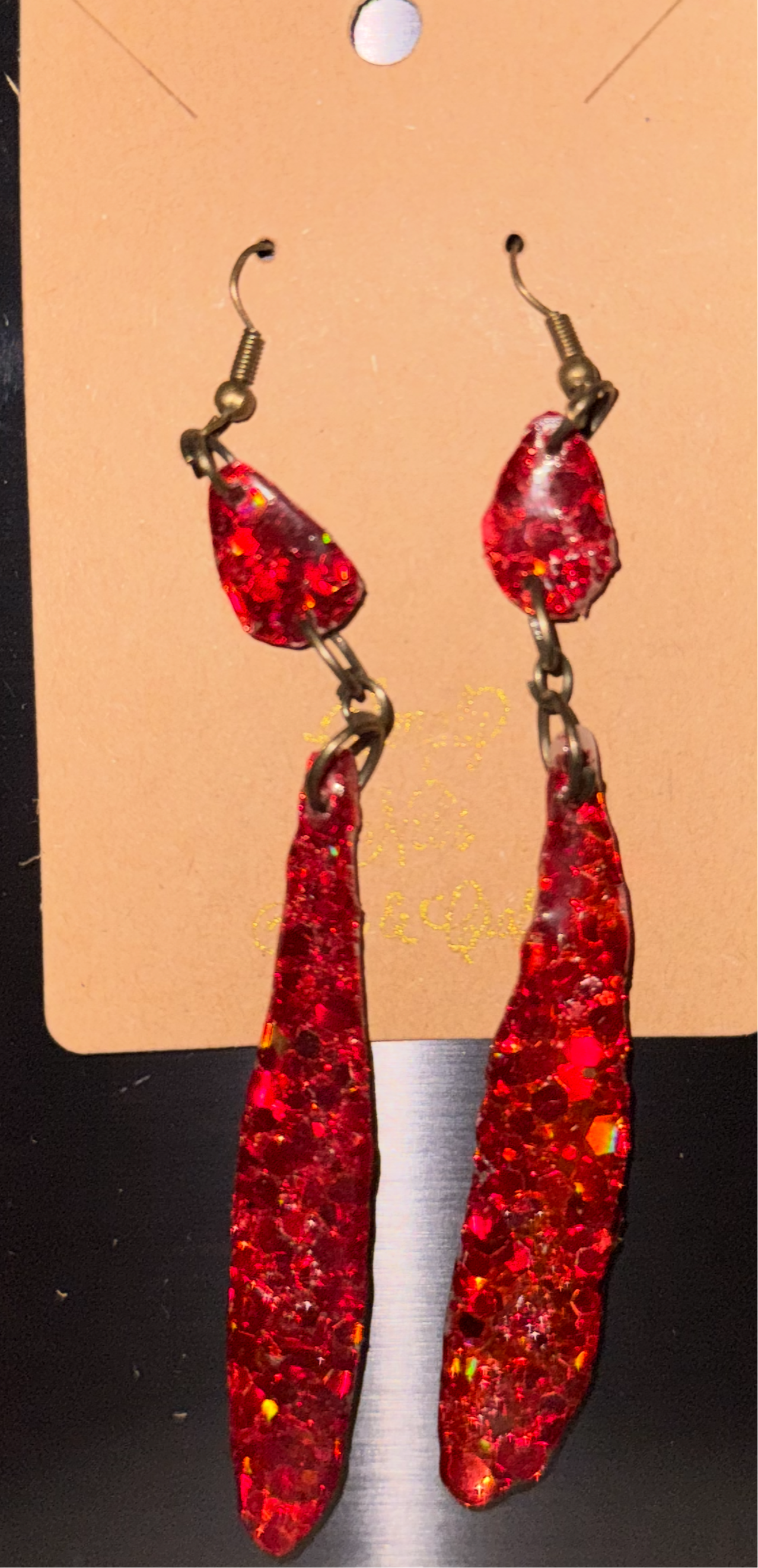 Glitter Bombs Icicle Ruby Red/ Ruby Red Rain Drop Combo (Medium Length)
