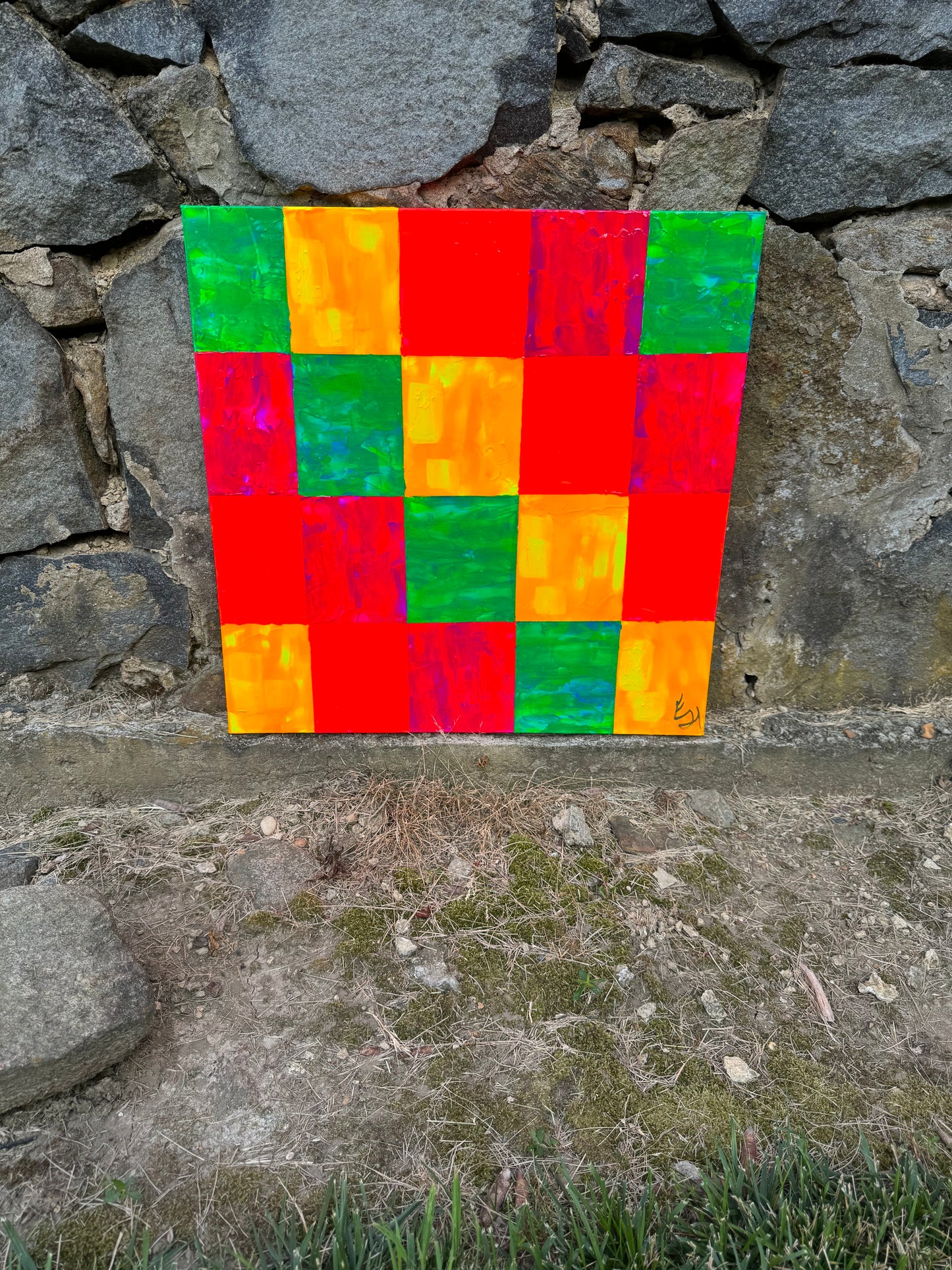 24 x 24 Neon Squares Painting #1