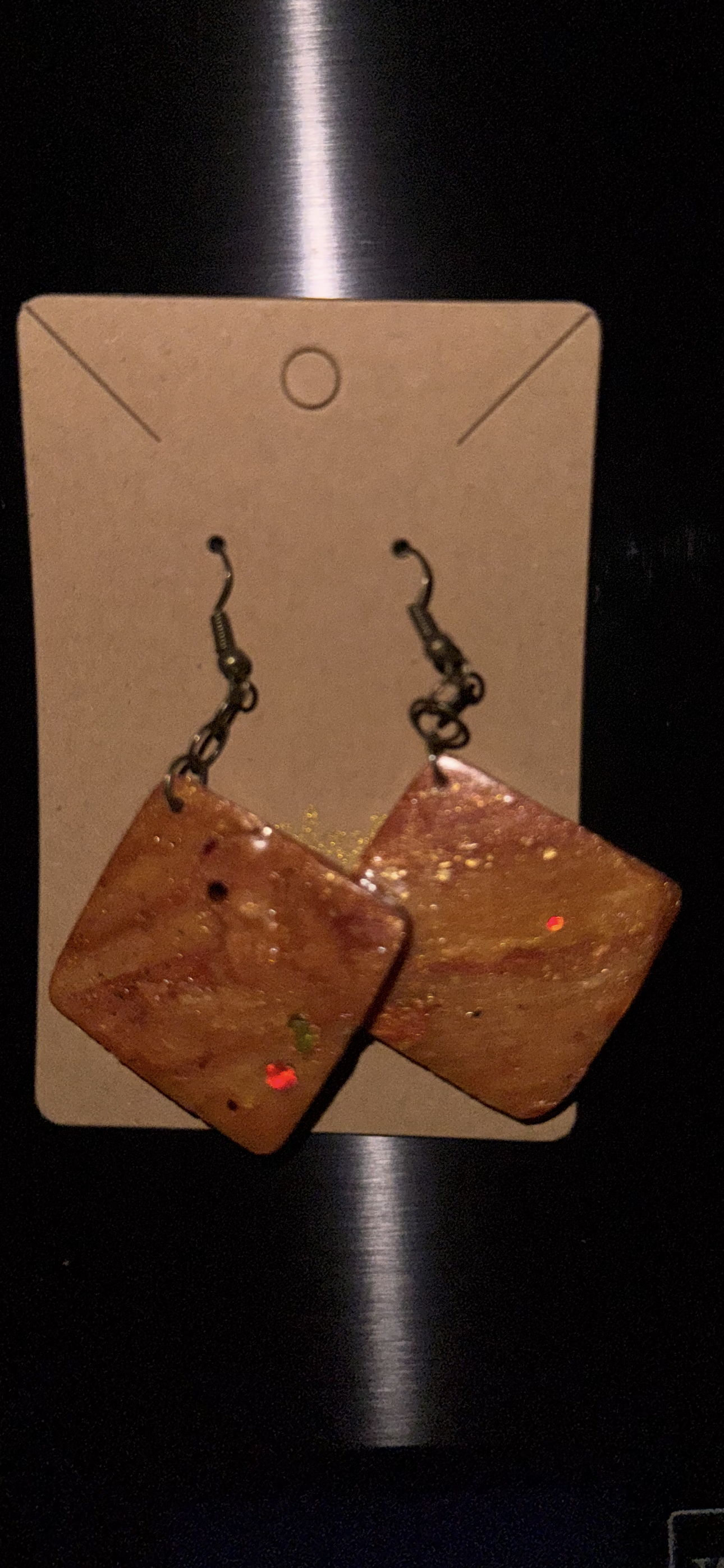 Planetary Solid Square Diamond Earrings (Saturn Gold-Medium size)