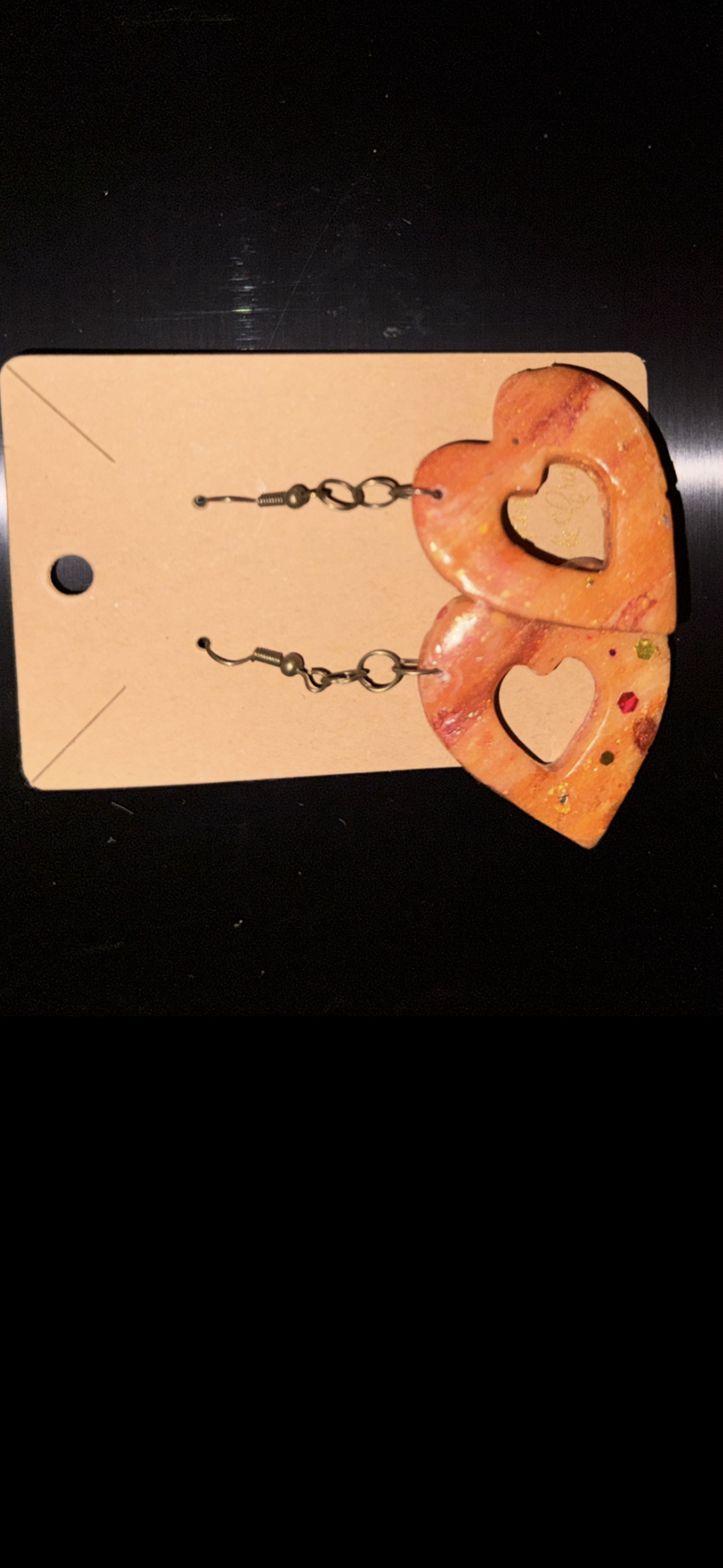 Planetary Earrings Thick Hollow Heart Hoops (Saturn Gold)