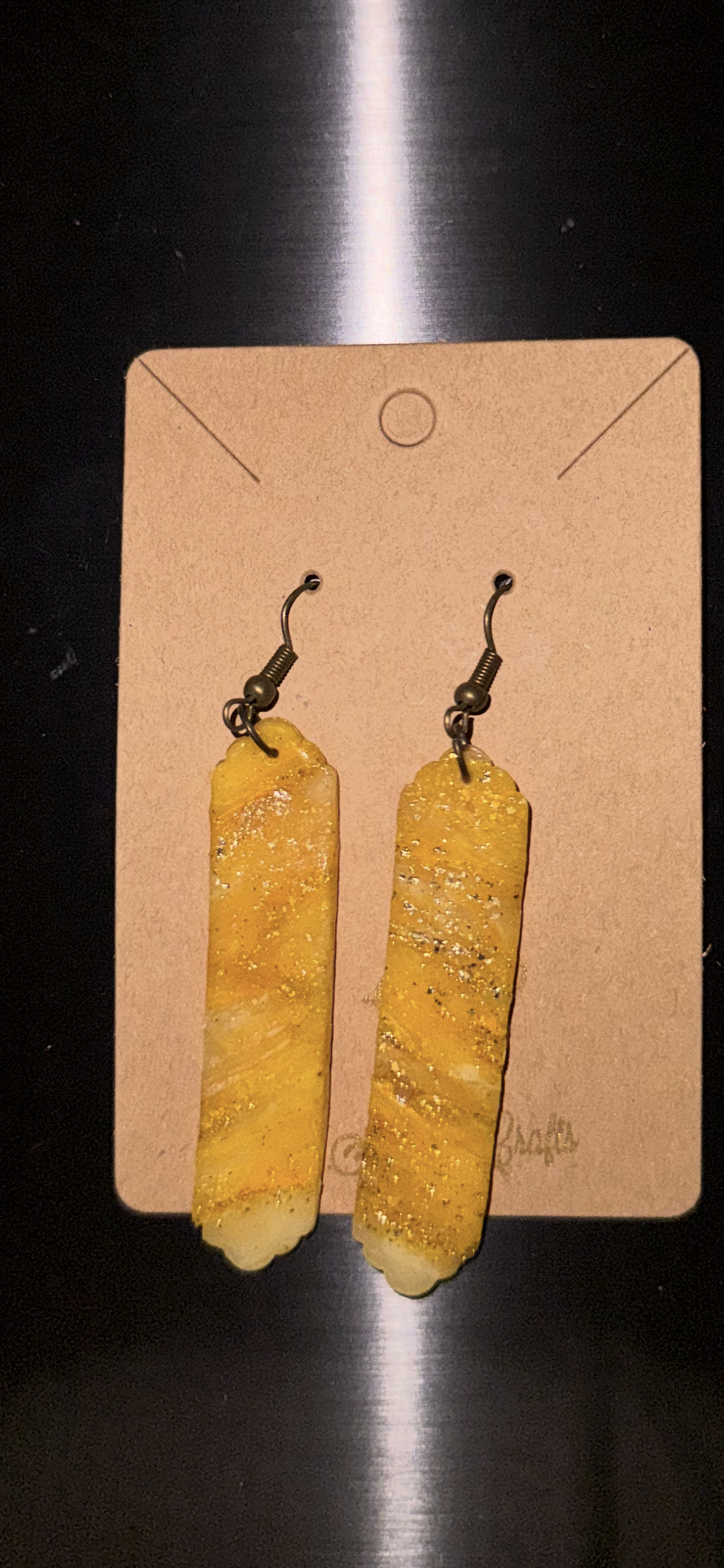 Indigenously Bare Glittering Yellow Earrings (Dainty Rectangle)