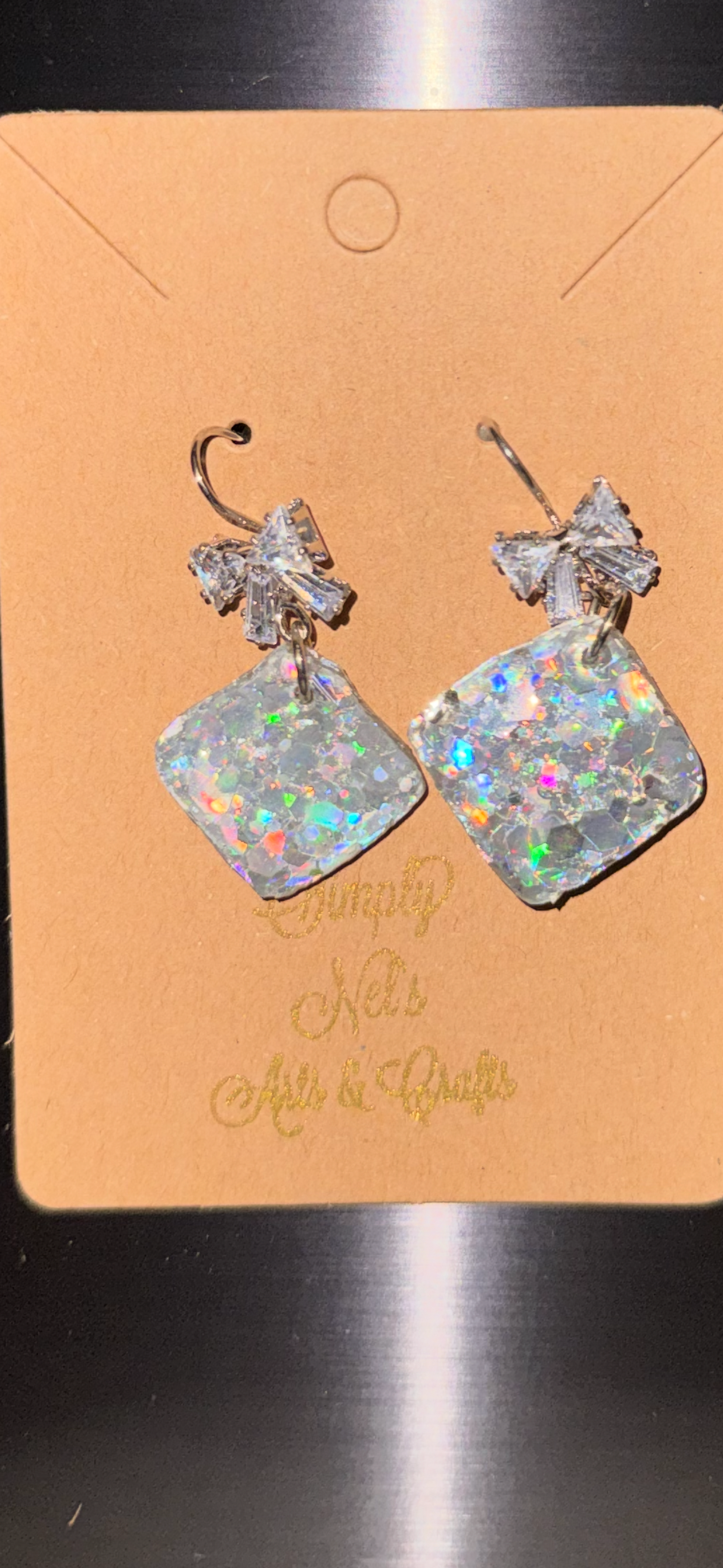 Glitter Bombs Diamond Glitz Diamond Studs with Diamond Bow Rhinestones