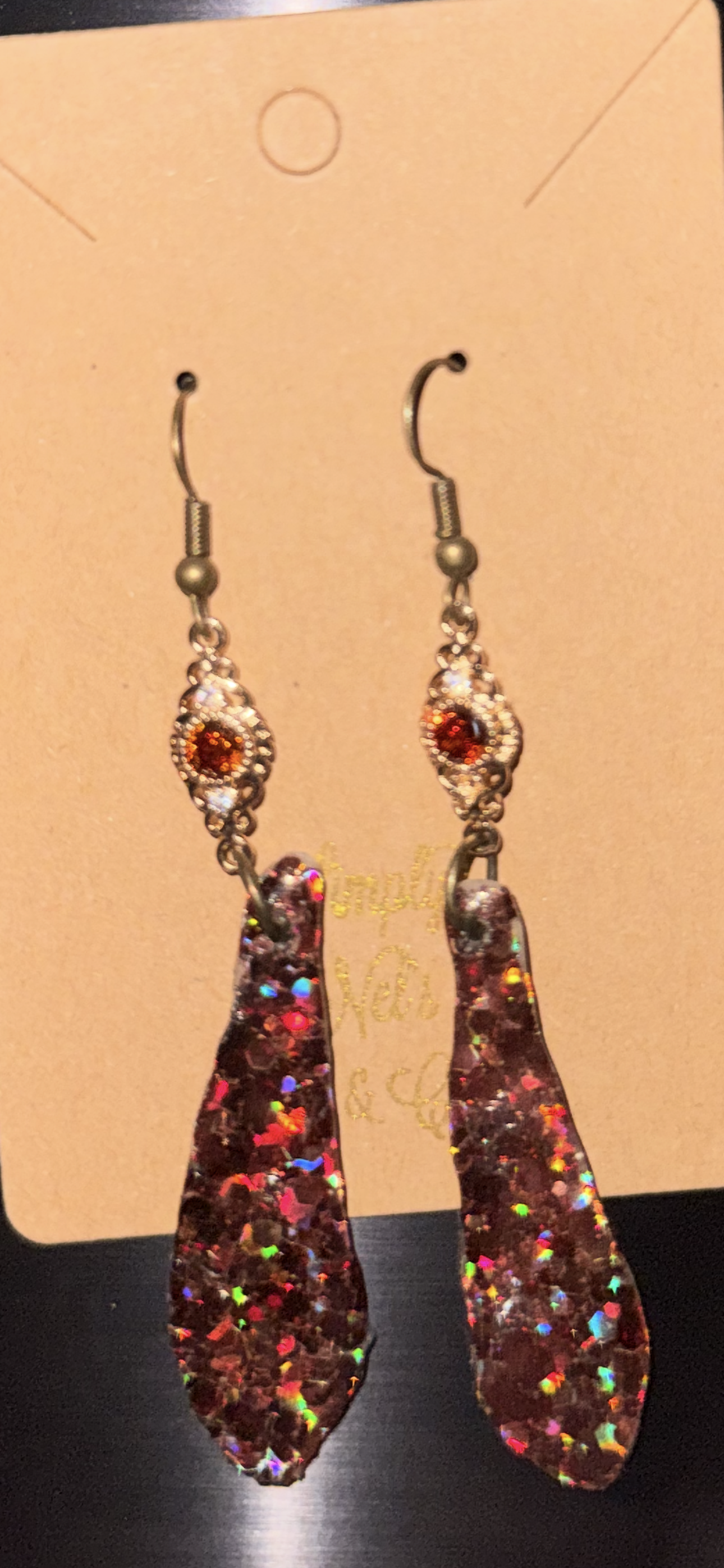 Glitter Bombs Sword Coffee Brown with Dainty Sphere Coffee Brown Rhinestones