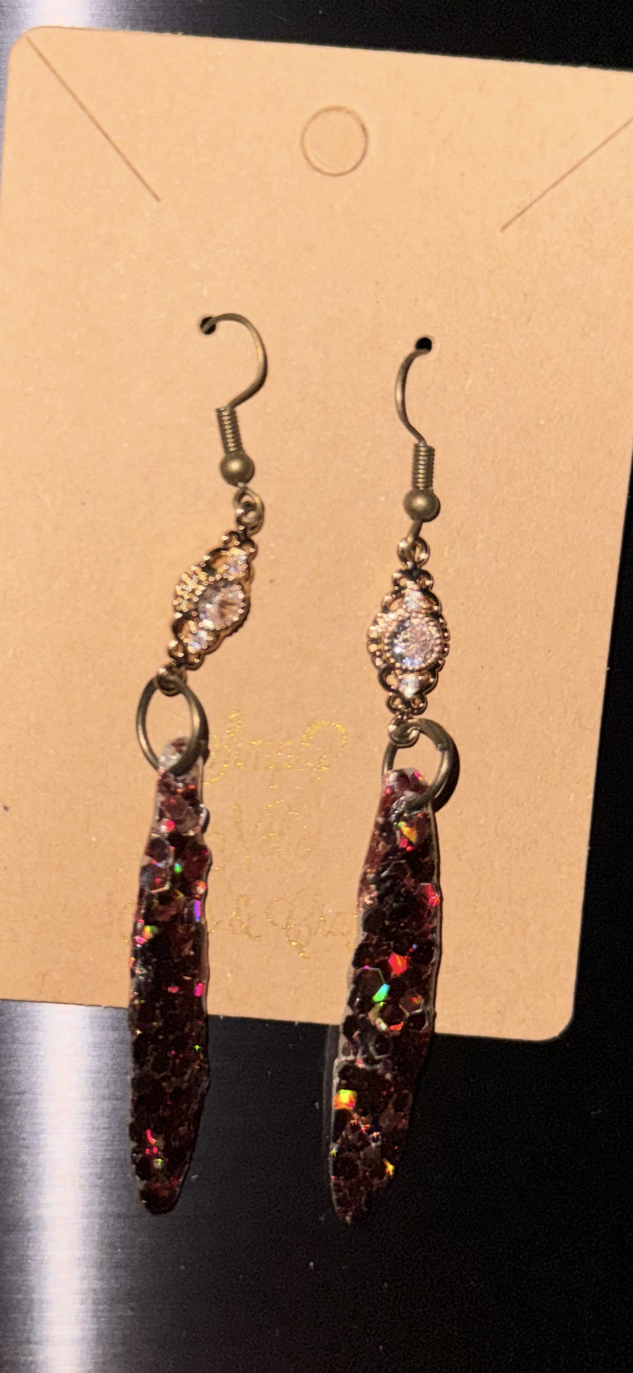 Glitter Bombs Icicle Coffee Brown with Dainty Sphere Diamond Rhinestones