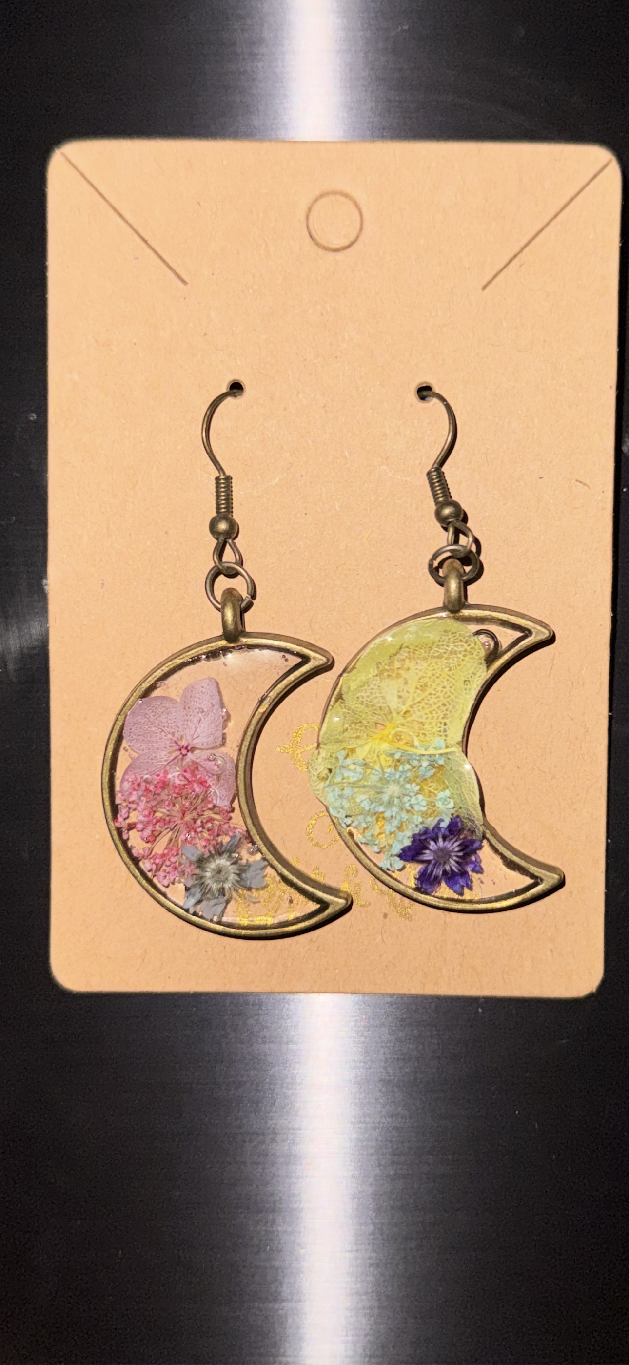 Resin Flowers Crescent (Multi mix of Pale Green, Light & Periwinkle Blues, Pale & Bright Pinks, & Violet Purple)