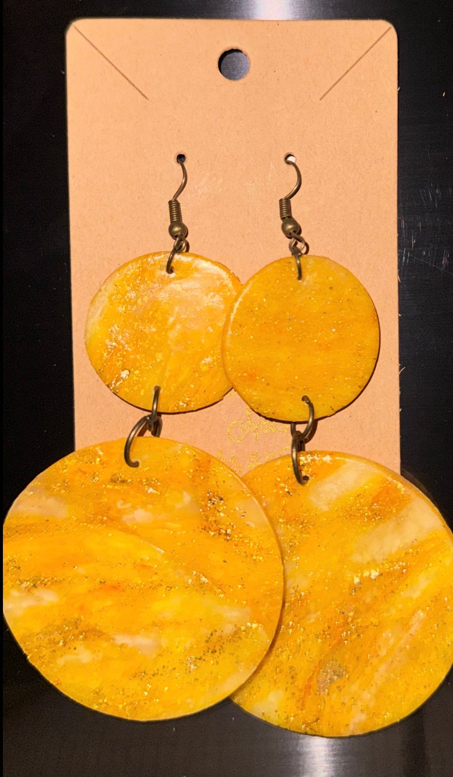 Indigenously Bare Glittering Yellow Earrings (Small & Large Circle combo)