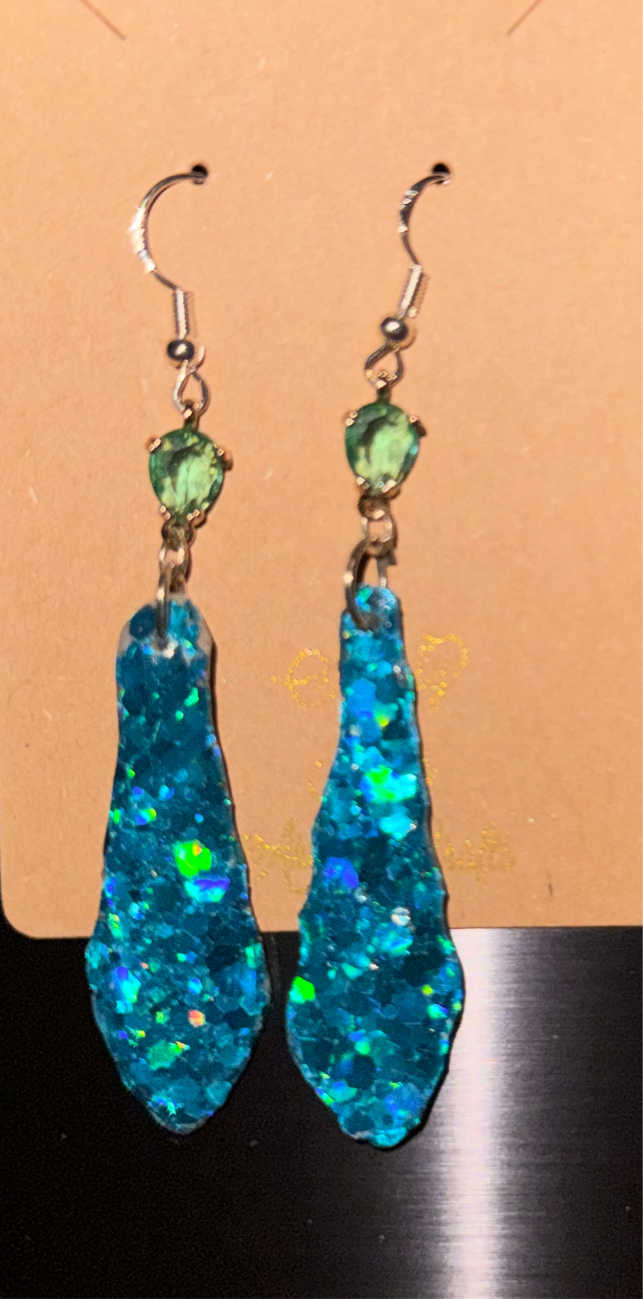 Glitter Bombs Sword Turquoise with Sapphire Green Pear Cut Rhinestones