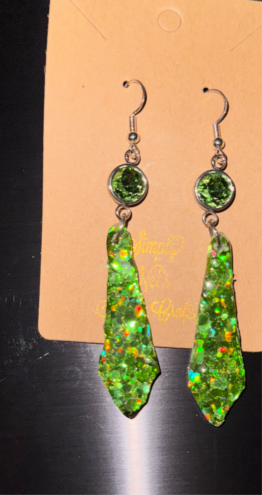 Glitter Bombs Sword Green with Sea Green Sphere Rhinestones