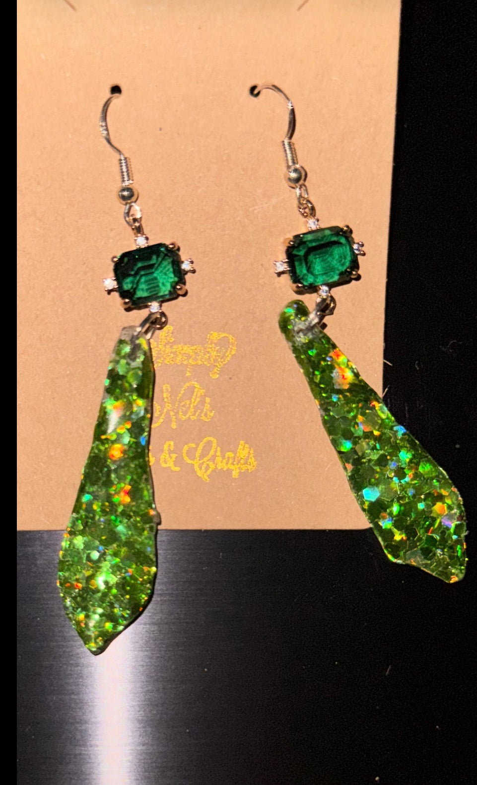 Glitter Bombs Sword Green with Emerald Square Rhinestones