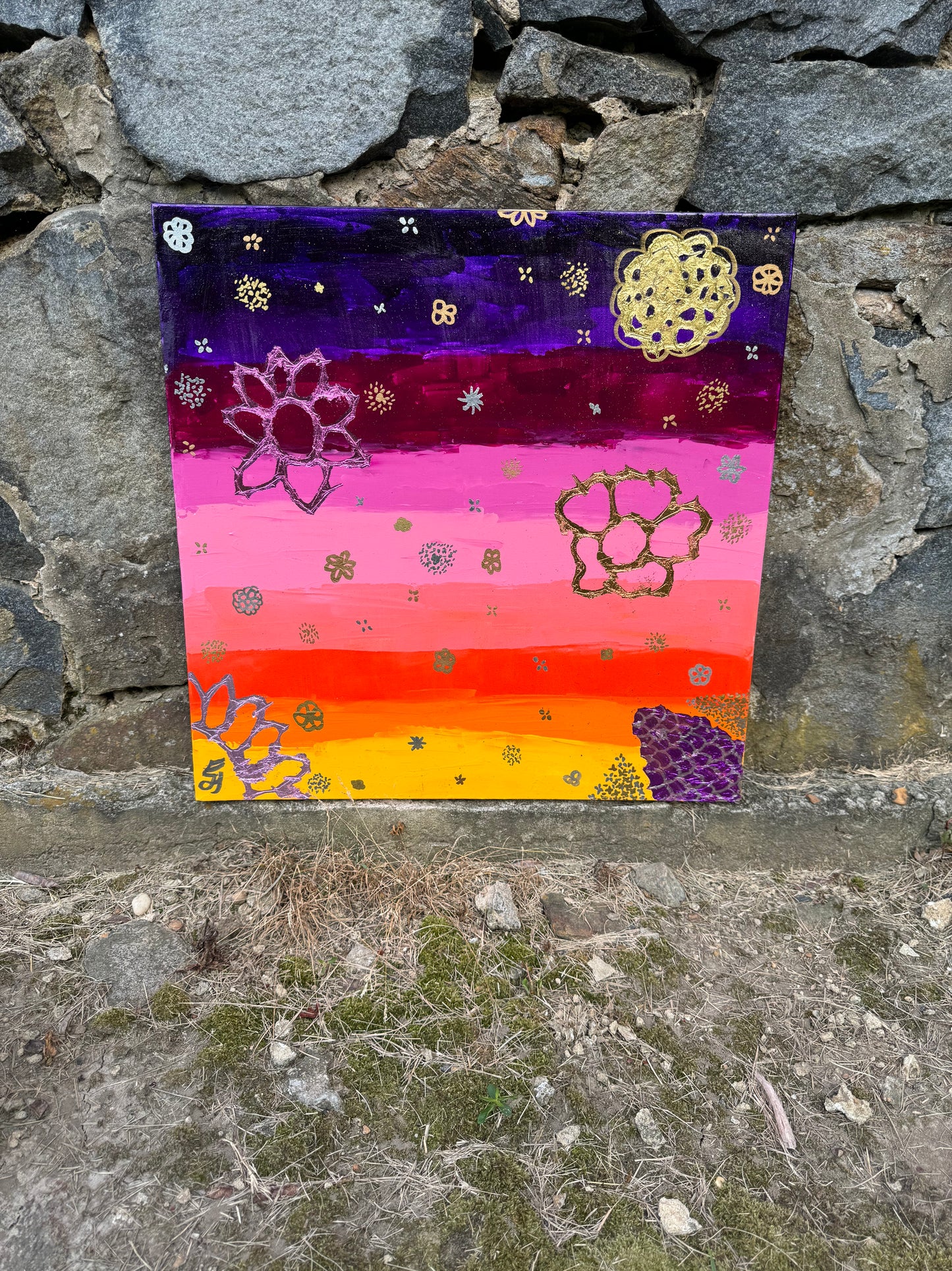 24 x 24 Sunrise Flowers Painting #1