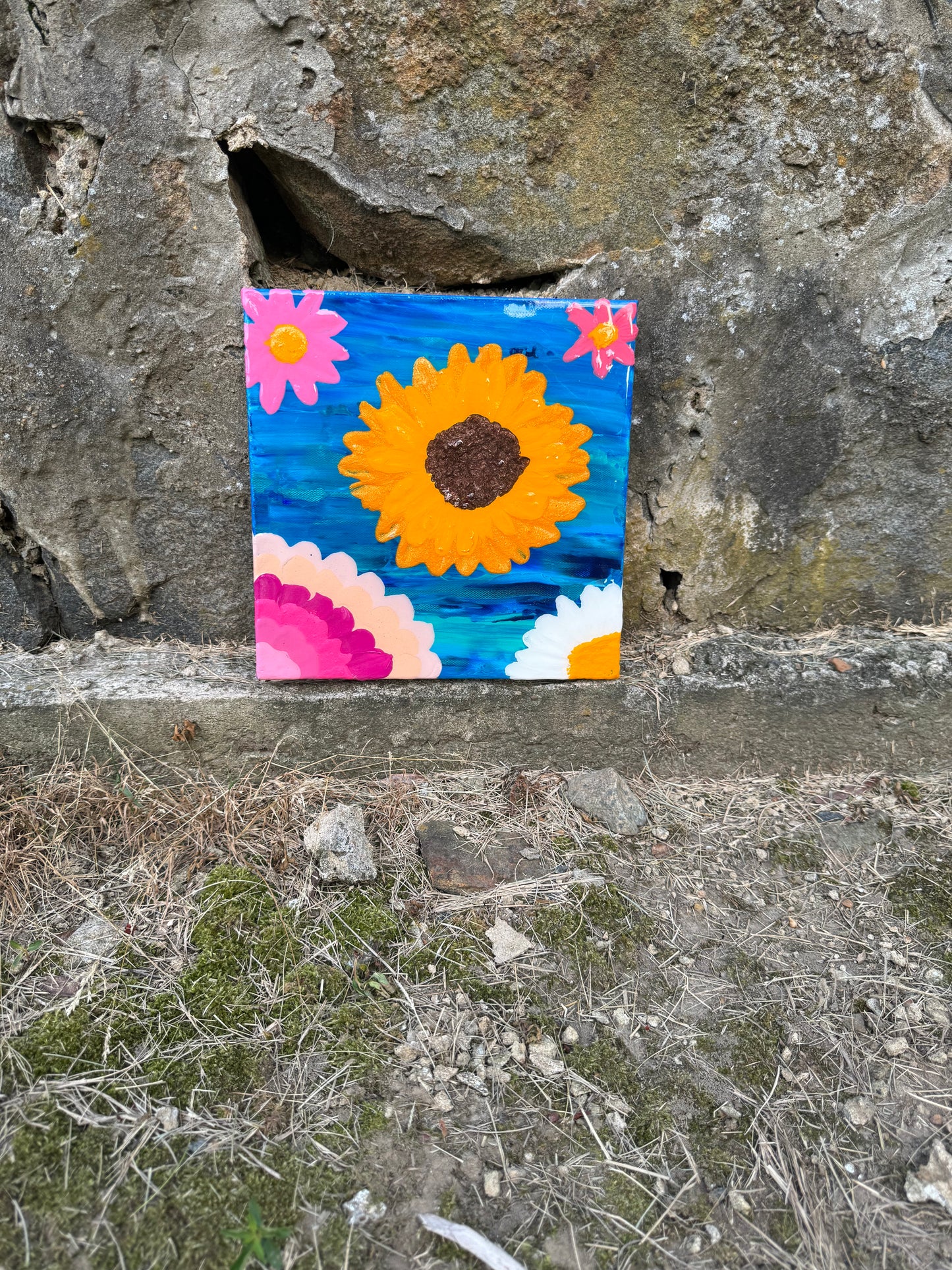 10 x 10 Resin Flowers Painting #1