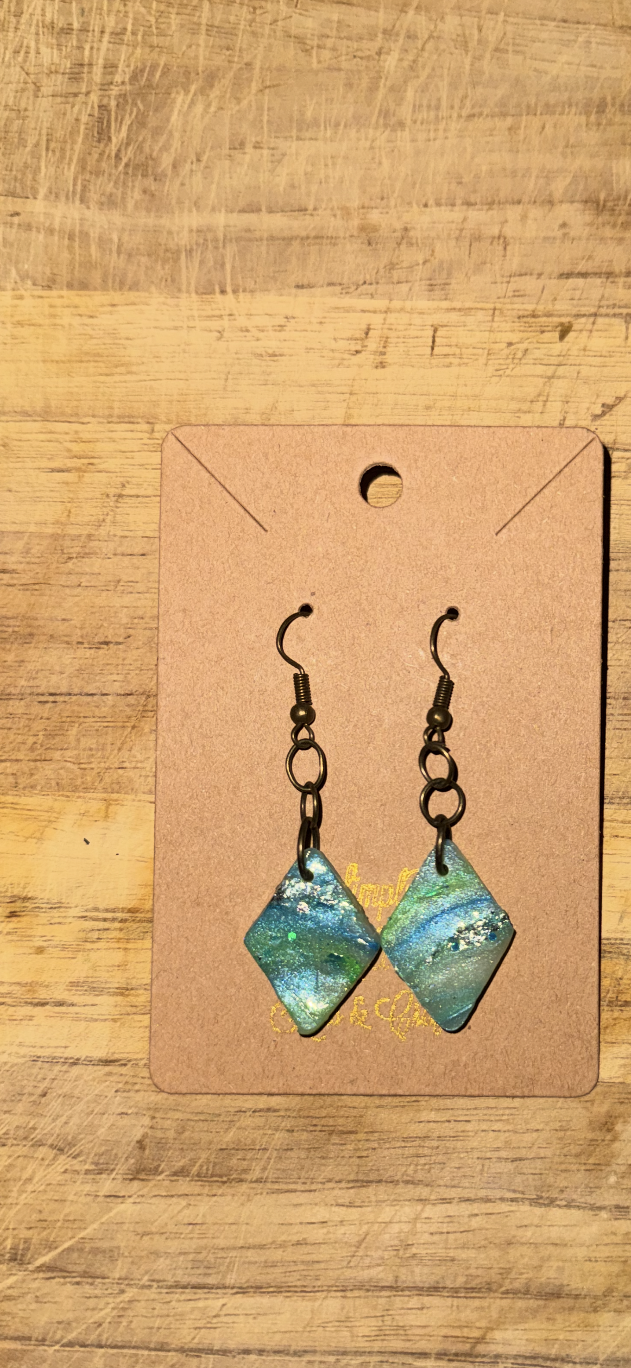 Planetary Solid Square Diamond Small Studs (Venus Blue)
