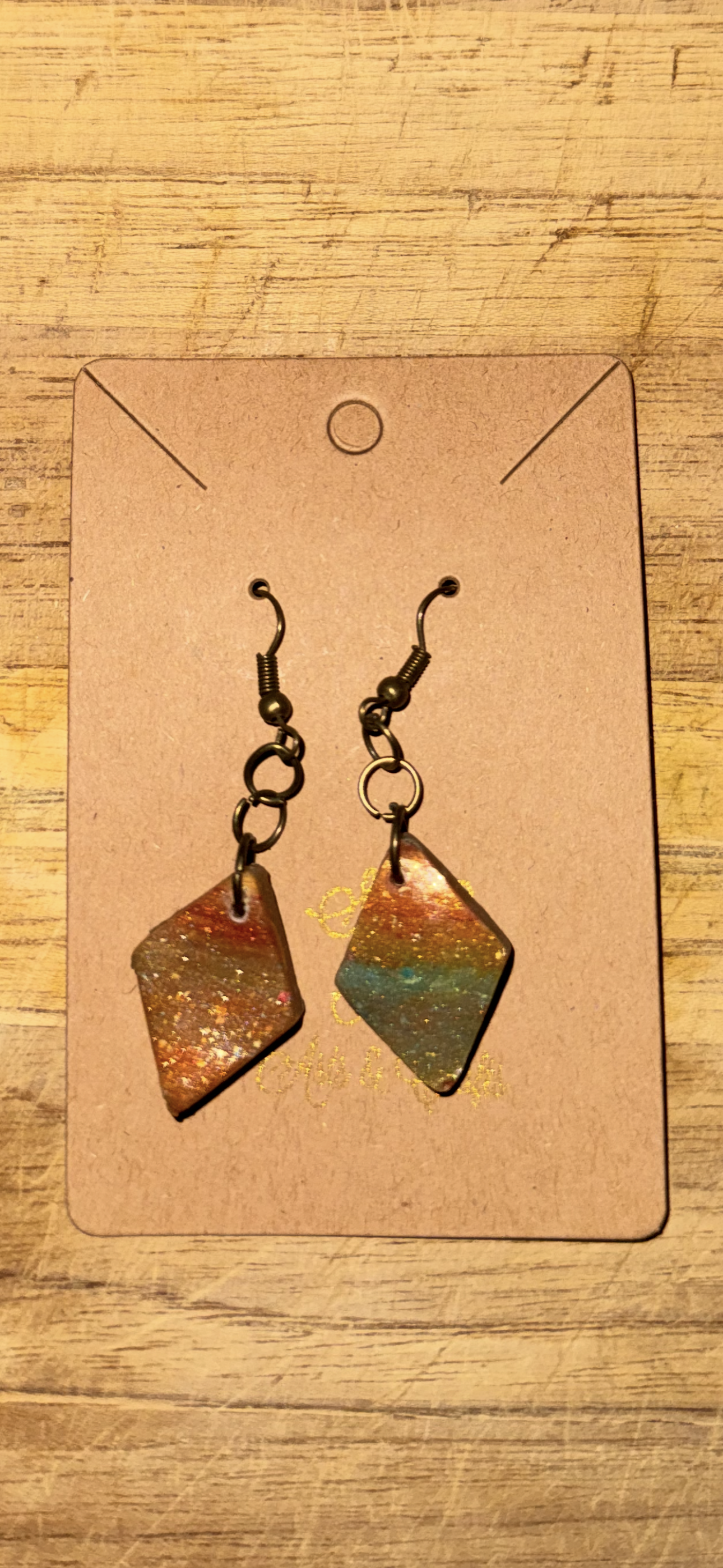 Planetary Solid Diamond Small Studs (Venus Blue & Saturn Gold swirl)