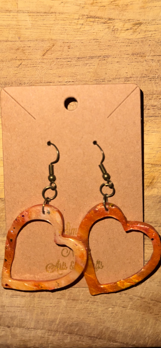 Planetary Earrings Hollow Heart Hoops (Saturn Gold)