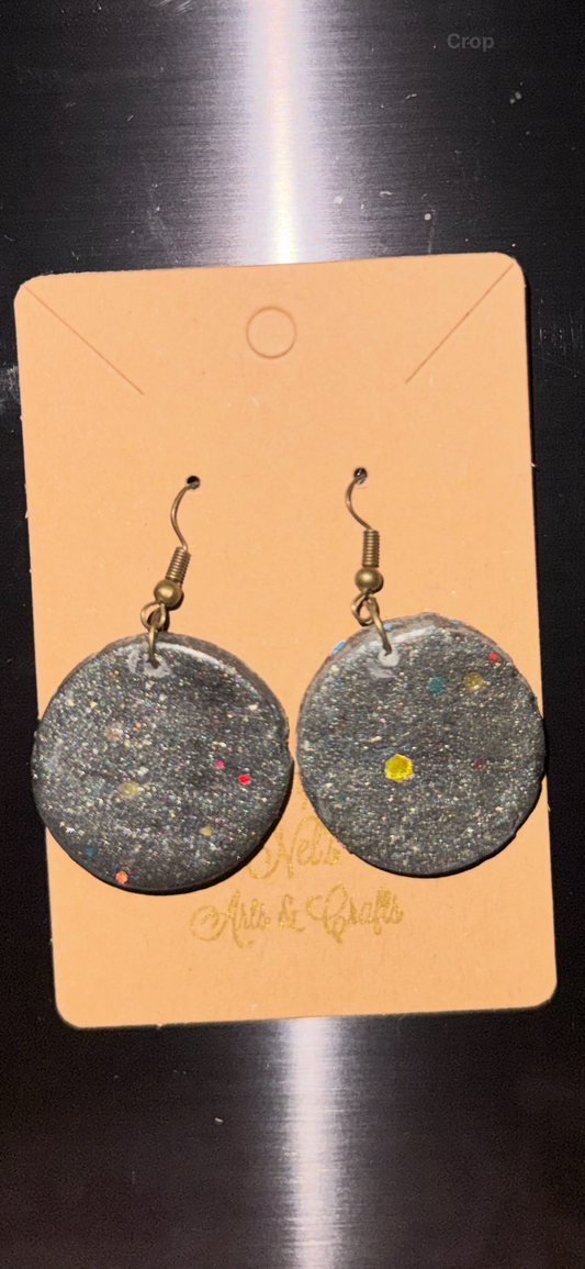 Planetary Solid Circle Earrings (Meteorite)