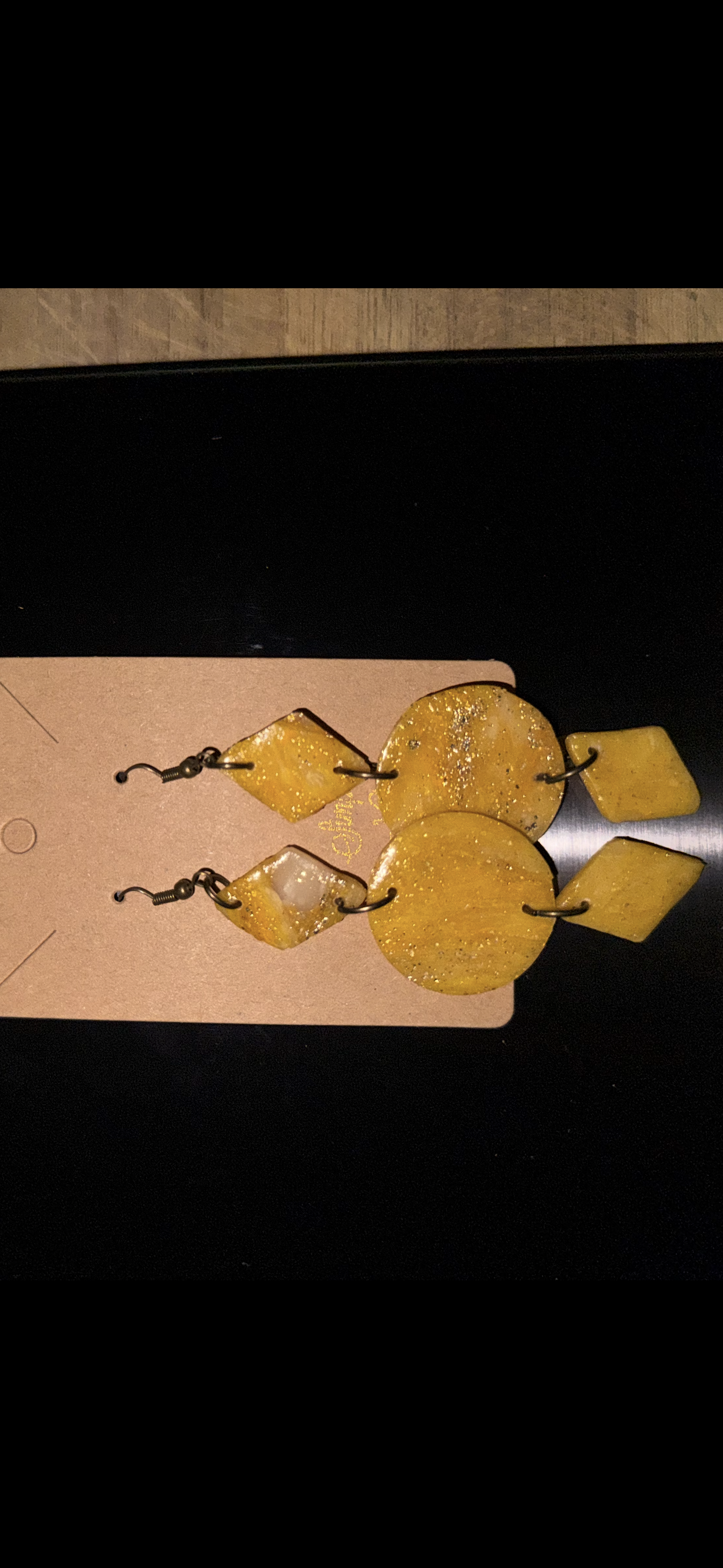 Indigenously Bare Glittering Yellow Earrings (Small Diamond & Medium Circle combo)