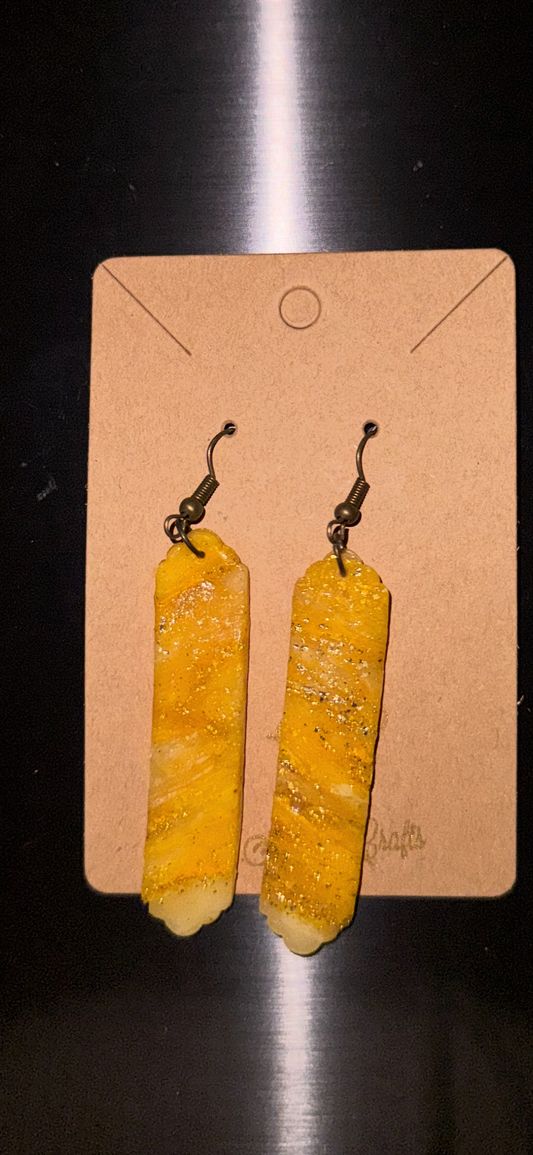 Indigenously Bare Glittering Yellow Earrings (Dainty Rectangle)