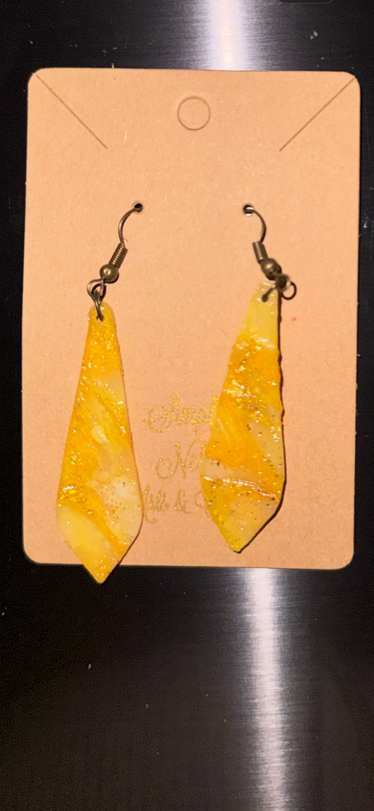 Indigenously Bare Glittering Yellow Earrings (Sword)