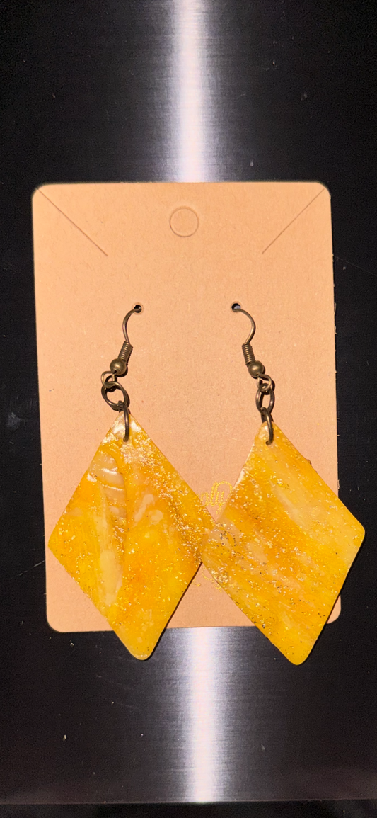 Indigenously Bare Glittering Yellow Earrings (Large Diamond)