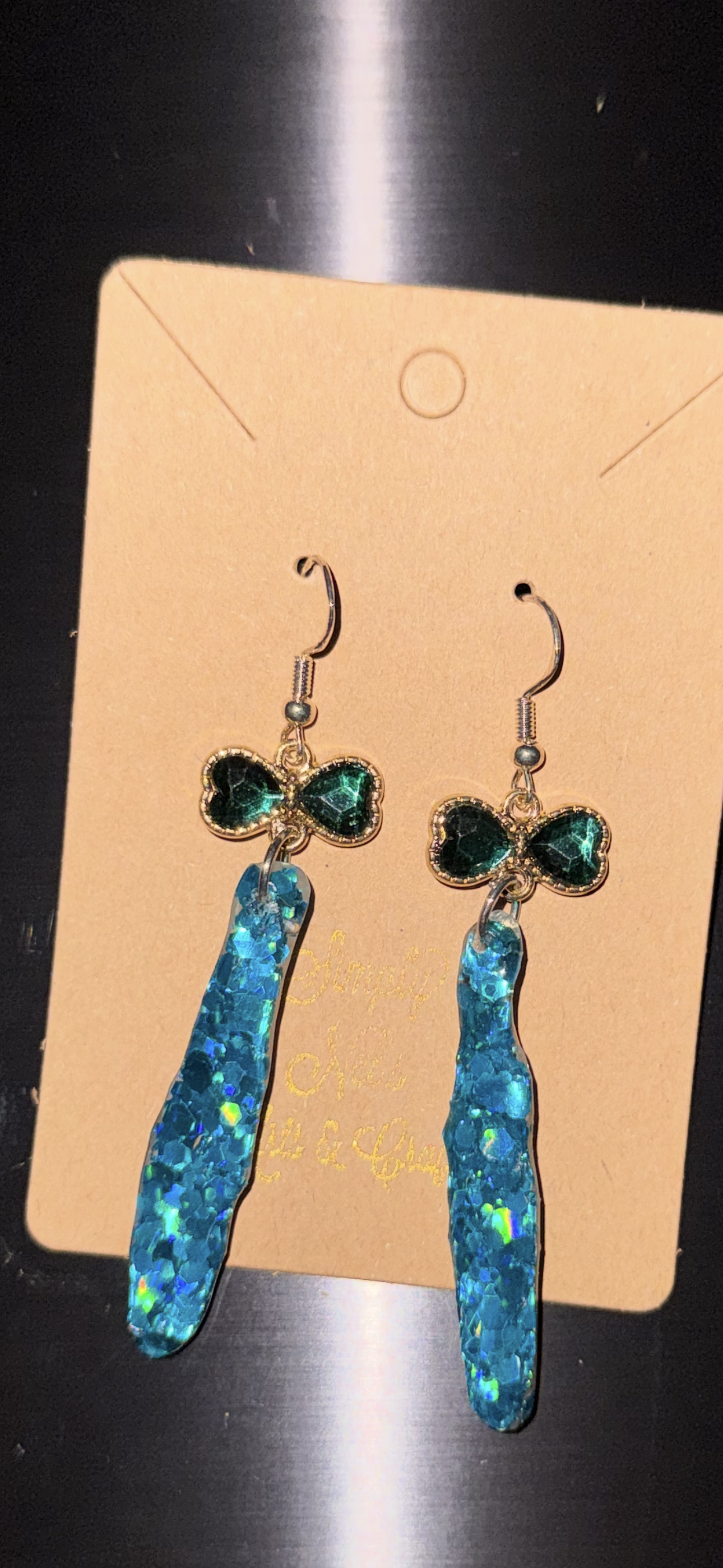 Glitter Bombs Icicle Turquoise with Turquoise Bow Rhinestones (Short Length)