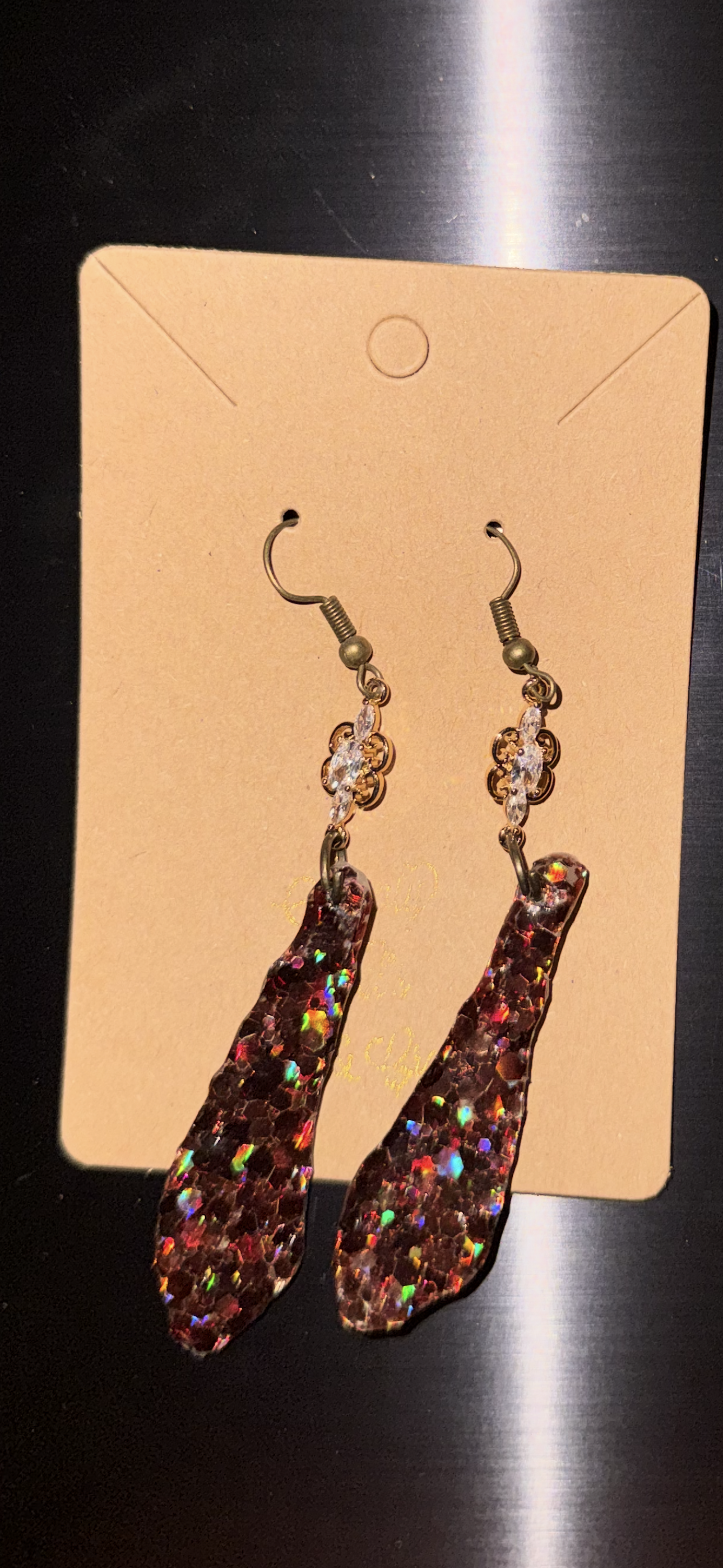 Glitter Bombs Sword Coffee Brown with Floral Diamond Rhinestones