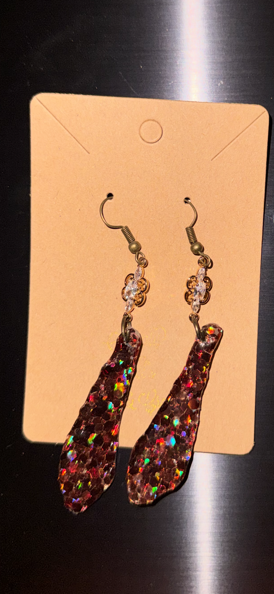 Glitter Bombs Sword Coffee Brown with Floral Diamond Rhinestones