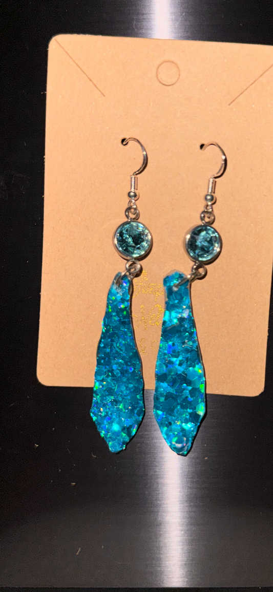 Glitter Bombs Sword Turquoise with Fresh Water Blue Sphere Rhinestones
