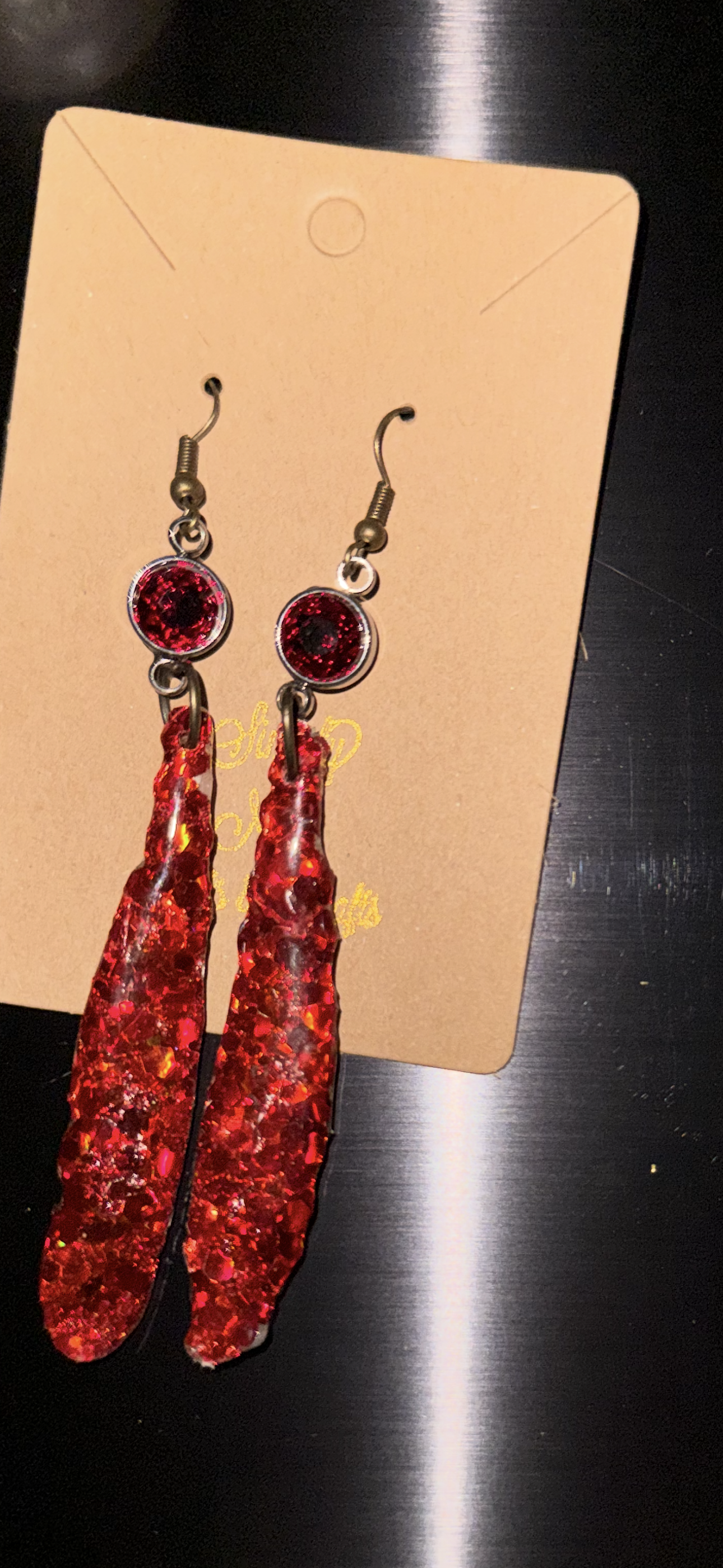 Glitter Bombs Icicle Ruby Red/ Ruby Red Sphere Rhinestones (Medium Length)