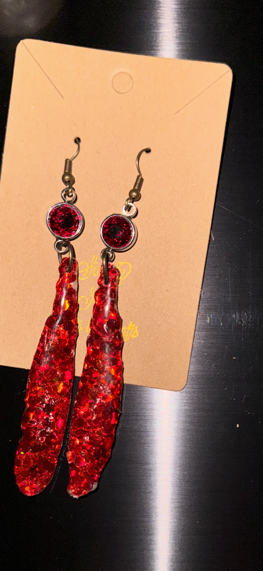Glitter Bombs Icicle Ruby Red/ Ruby Red Sphere Rhinestones (Medium Length)