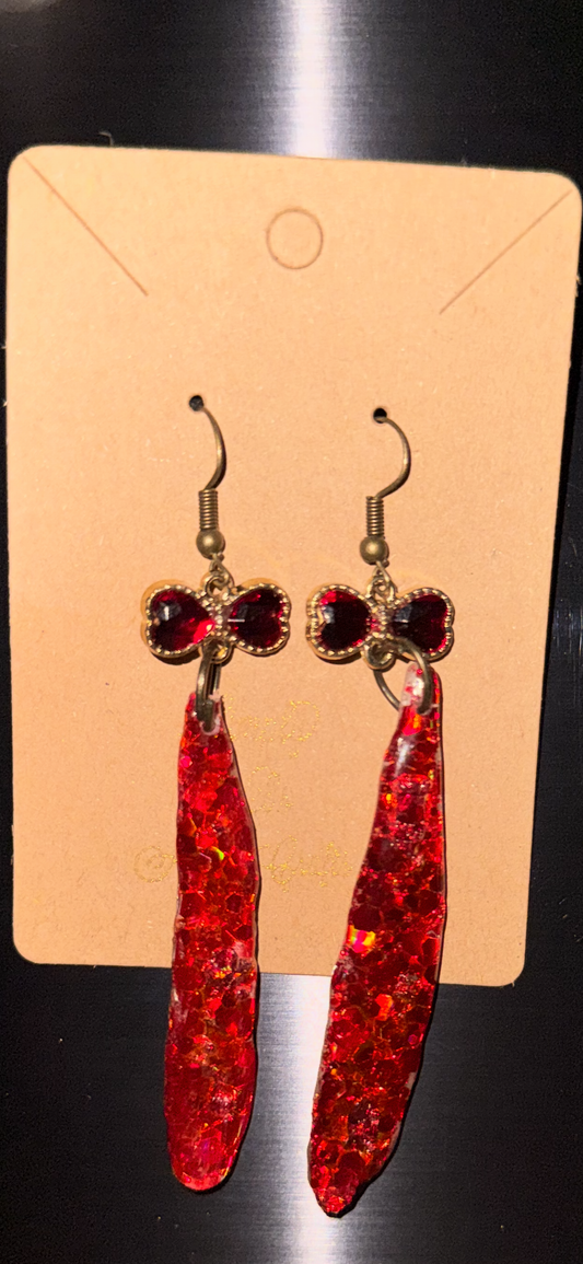 Glitter Bombs Icicle Ruby Red/ Ruby Red Bow Rhinestones (Medium Length)