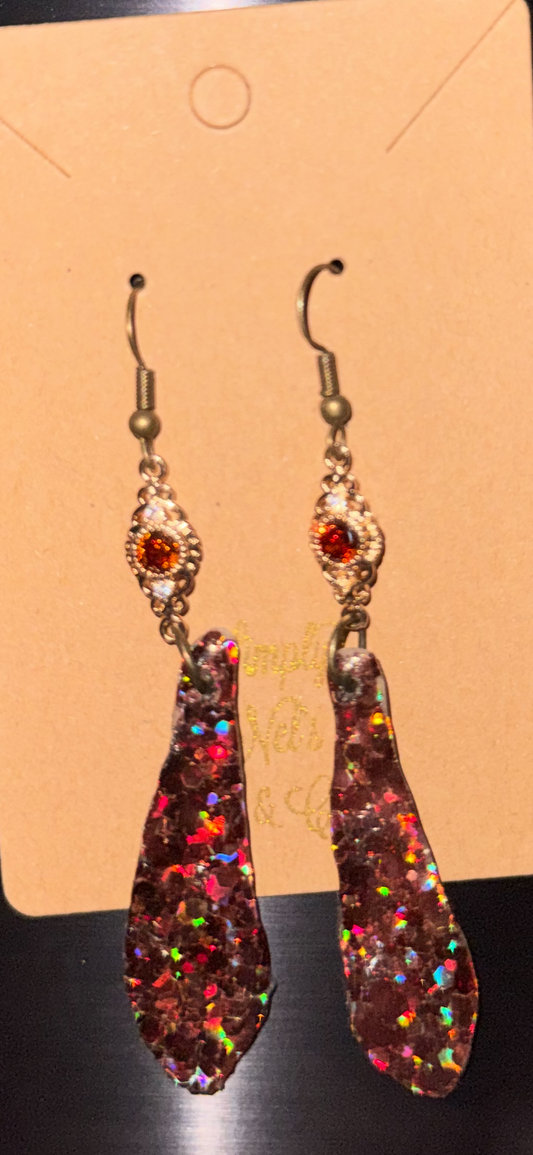 Glitter Bombs Sword Coffee Brown with Dainty Sphere Coffee Brown Rhinestones