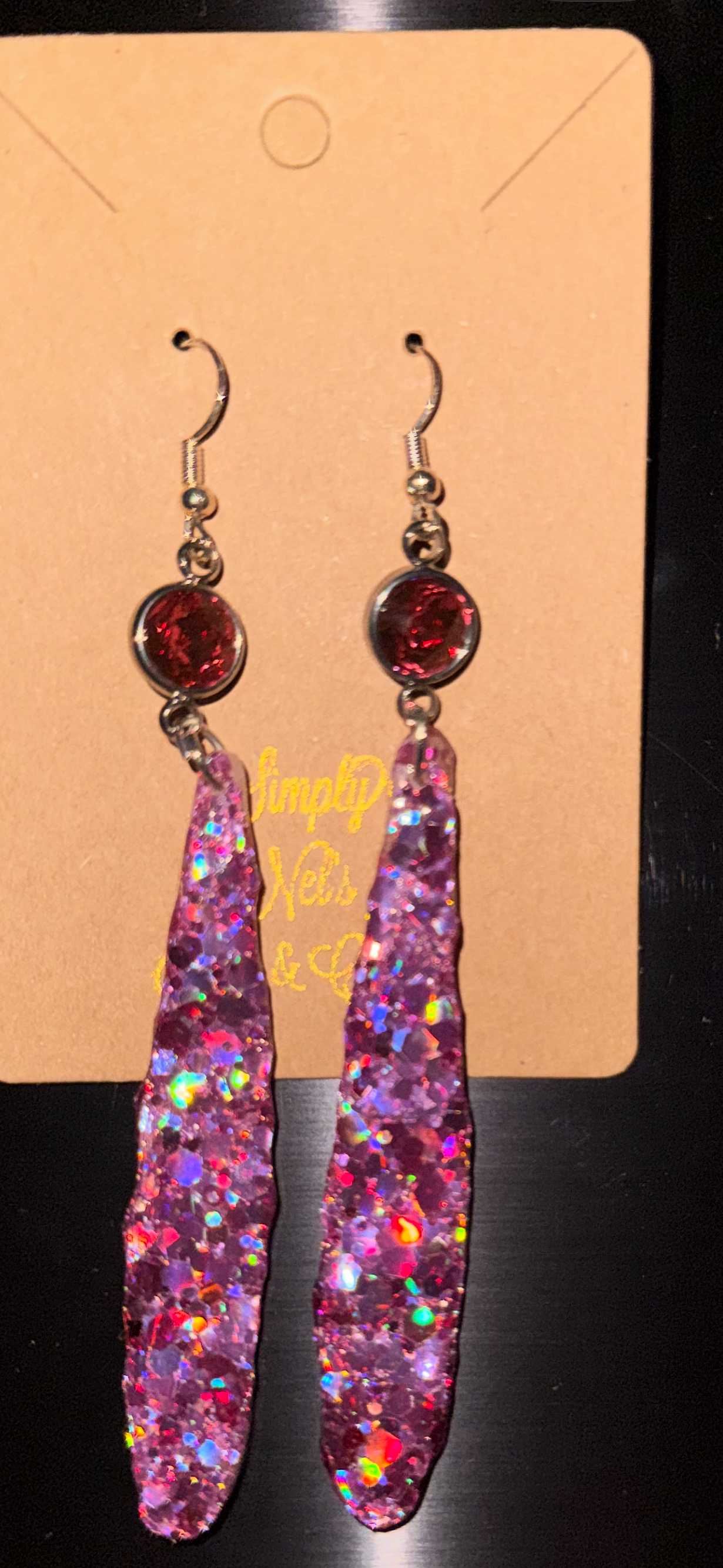Glitter Bombs Icicle Fuchsia with Hot Pink Sphere Rhinestones (Medium Length)