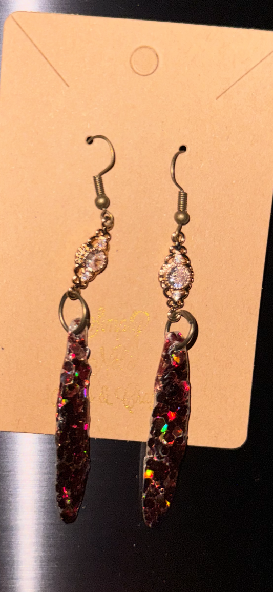 Glitter Bombs Icicle Coffee Brown with Dainty Sphere Diamond Rhinestones