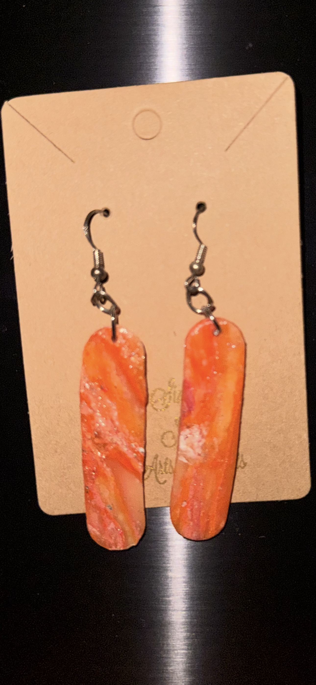 Sun-kissed Round Edged Rectangle Earrings (Medium Length)