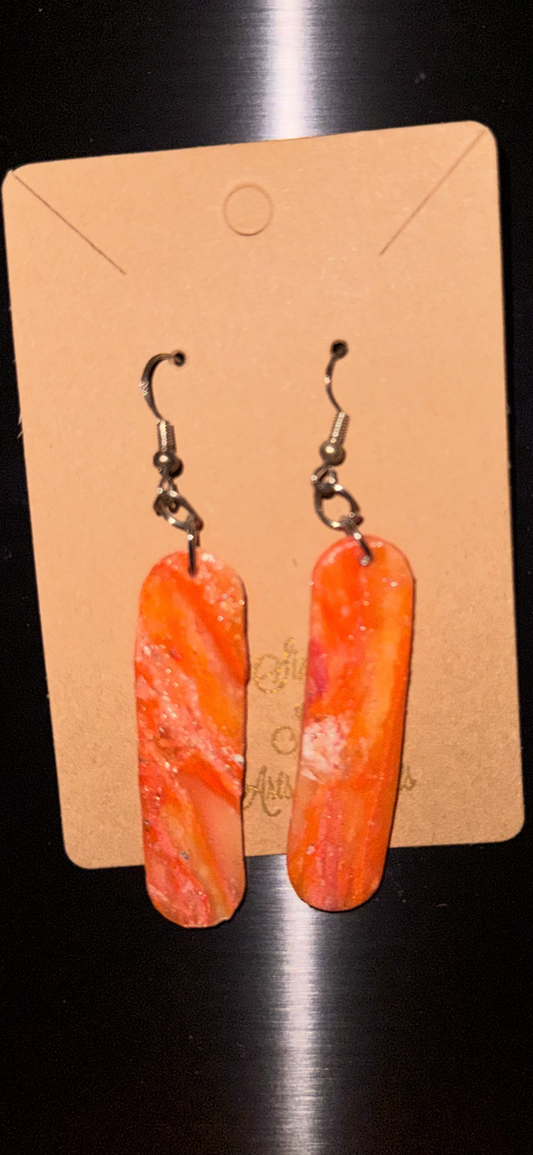 Sun-kissed Round Edged Rectangle Earrings (Medium Length)