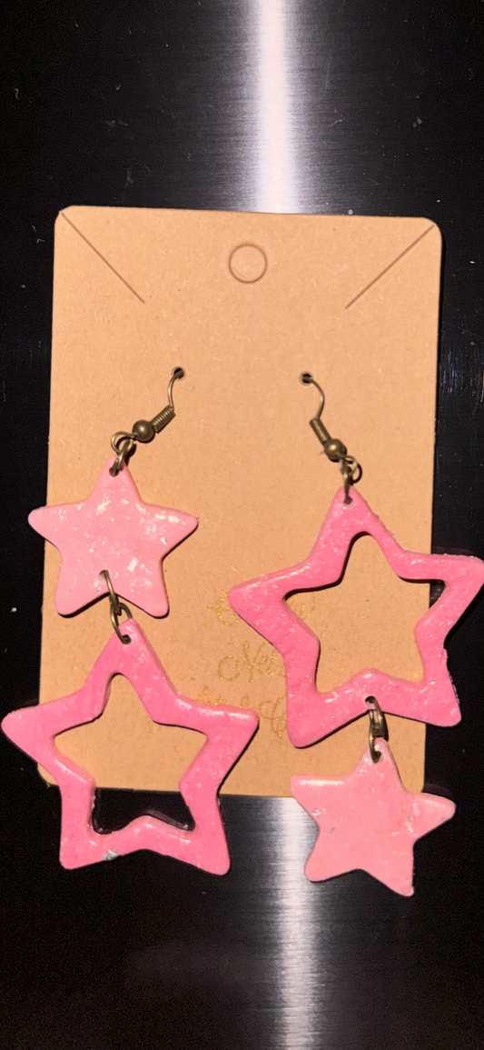 Rockstar Earrings (Medium Hollow Star / Small Solid Star Combo)