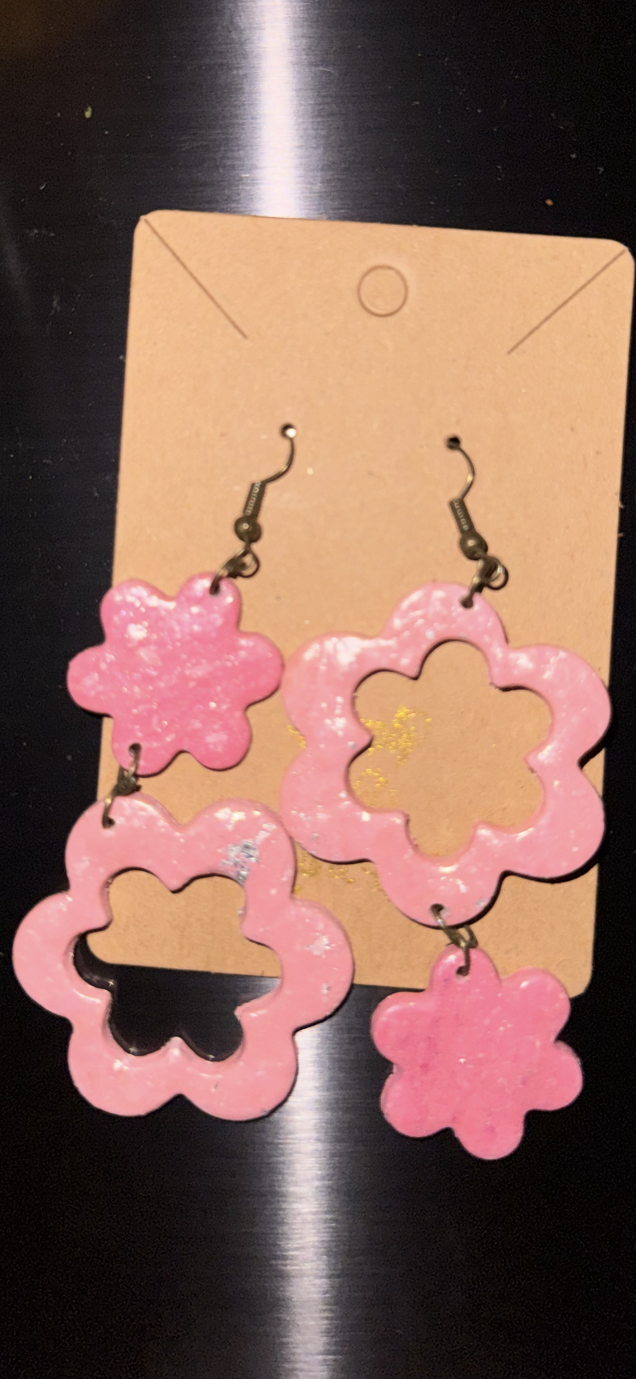 Rockstar Earrings (Medium Hollow Flower / Small Solid Flower Combo)